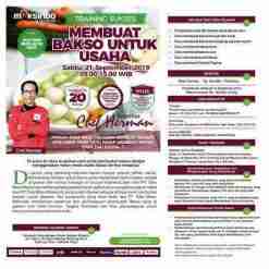 Training Sukses Membuat Bakso Untuk Usaha, Sabtu, 21 September 2019