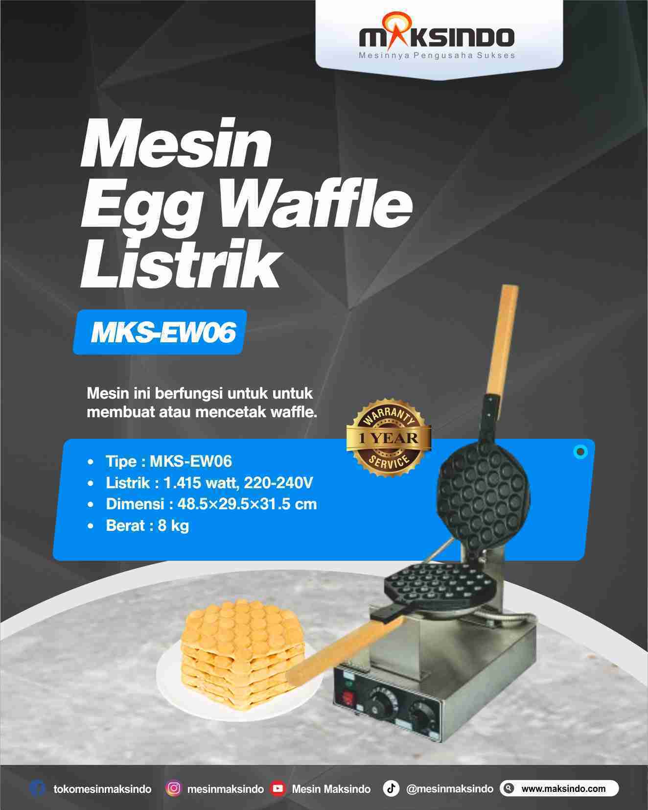 Mesin Egg Waffle Listrik MKS-EW06