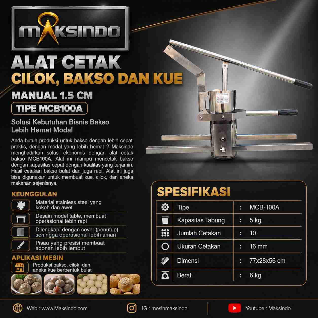 Alat Cetak Cilok, Bakso dan Kue Manual