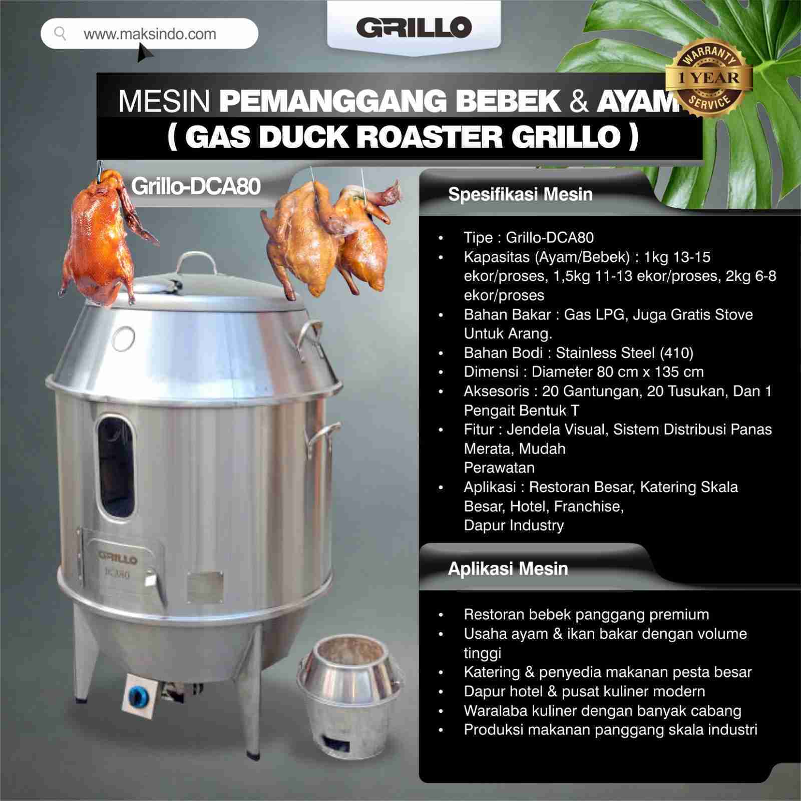 Mesin Gas Duck Roaster Grillo-DCA80 – Panggang Bebek-Ayam - Image 5