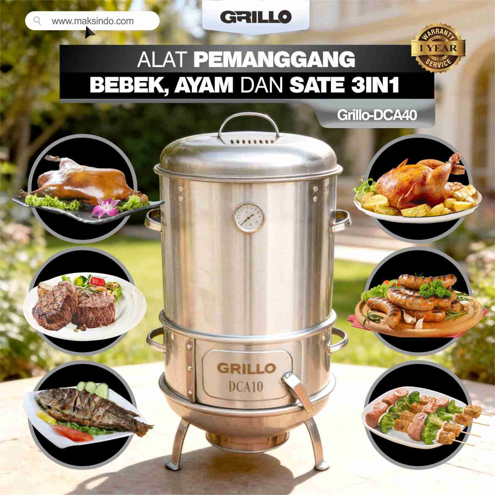 Alat Pemanggang Bebek Ayam dan Sate 3in1 Grillo-DCA40