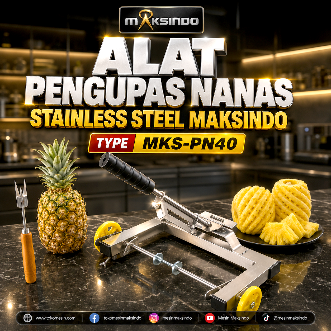 Alat Pengupas Nanas Stainless Steel Maksindo MKS-PN40